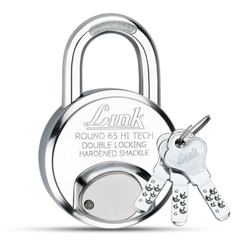 Link® Hi-Tech 65mm Round Padlocks Set 5Pcs Set | Stainless Steel Body | Hardened Shackle | 3 Iron Keys with Hi-Tech Nickle | Made in India | - Image 2