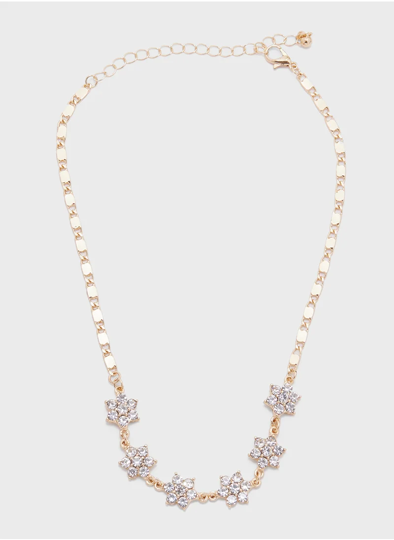 Ella Limited Edition Diamante Floral Necklace & Drop Earring Set