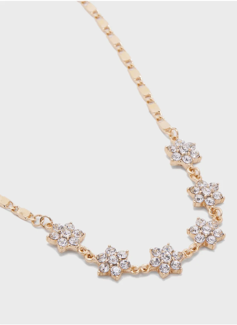 Ella Limited Edition Diamante Floral Necklace & Drop Earring Set