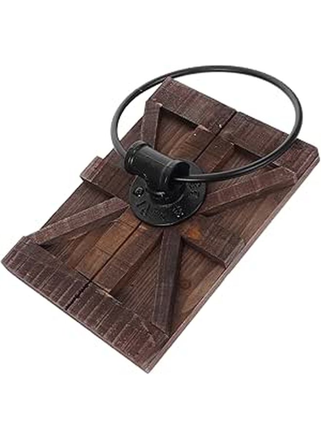 Vintage Iron Wall Mount Towel Holder With Wood Backing For Bathroom Kitchen - Image 1