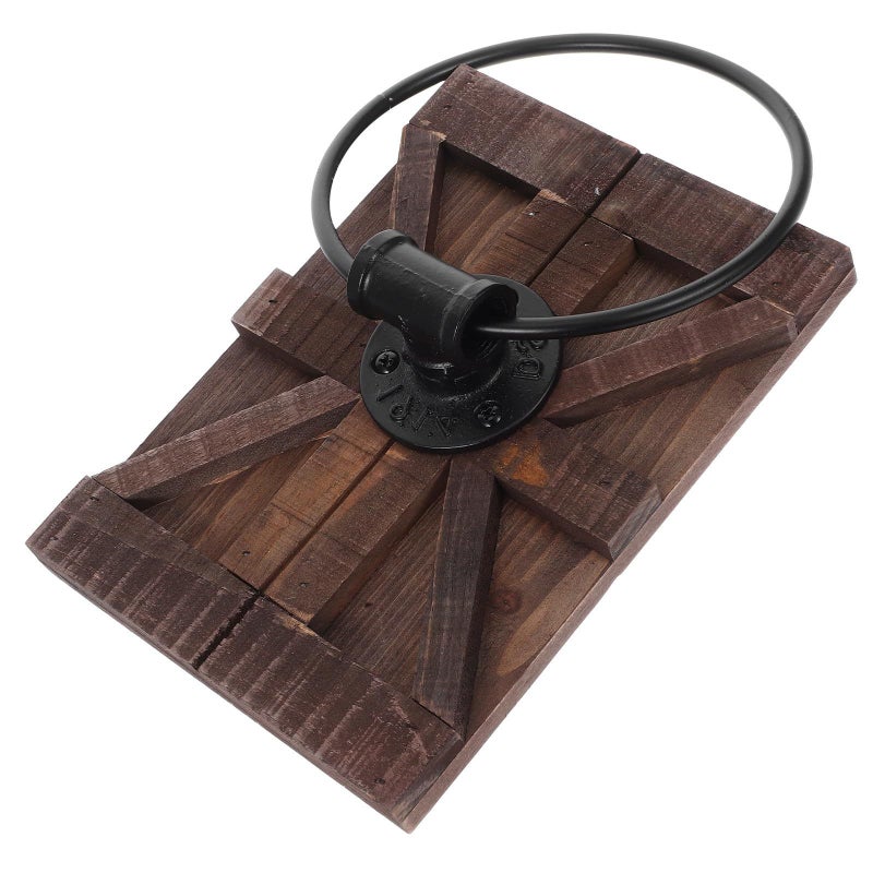 Vintage Iron Wall Mount Towel Holder With Wood Backing For Bathroom Kitchen - Image 2