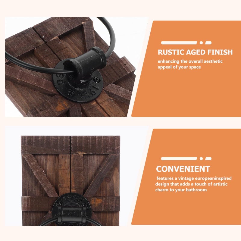 Vintage Iron Wall Mount Towel Holder With Wood Backing For Bathroom Kitchen - Image 4