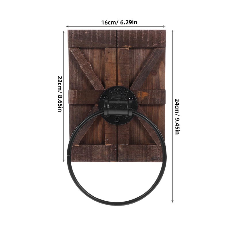 Vintage Iron Wall Mount Towel Holder With Wood Backing For Bathroom Kitchen - Image 3