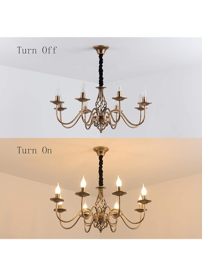 erorex 8 Lights Chandelier Vintage French Country Chandelier Metal Bronze Living Room Chandelier Pendant Light Fixture For Farmhouse Dining Room - Image 3