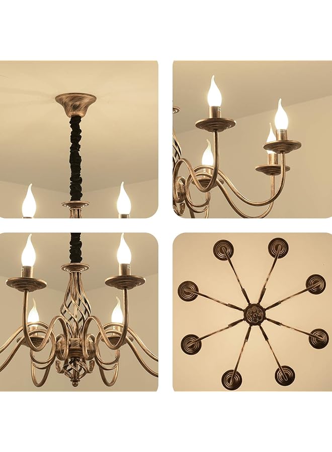 erorex 8 Lights Chandelier Vintage French Country Chandelier Metal Bronze Living Room Chandelier Pendant Light Fixture For Farmhouse Dining Room - Image 4
