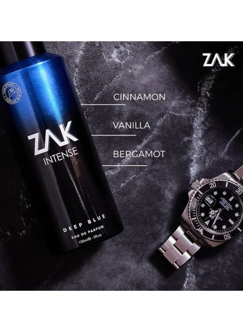 Zak Intense Deep Blue Eau De Parfum For Men150ml - Image 4