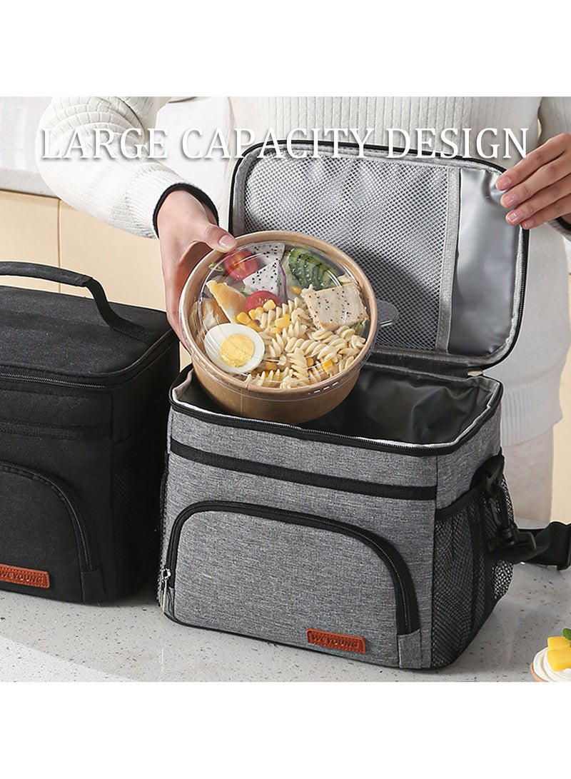 Lunch Bag, 9L Large Thermal Cooler Tote for Men and Women, Leakproof Oxford Cloth, with Adjustable Shoulder Strap for Work, School, Picnic  - Image 4