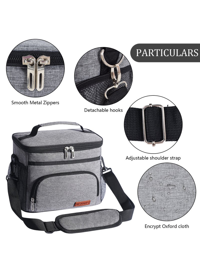 Lunch Bag, 9L Large Thermal Cooler Tote for Men and Women, Leakproof Oxford Cloth, with Adjustable Shoulder Strap for Work, School, Picnic  - Image 3