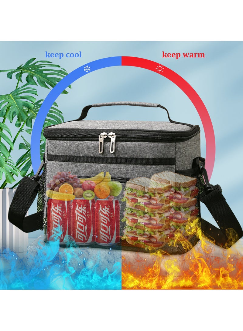 Lunch Bag, 9L Large Thermal Cooler Tote for Men and Women, Leakproof Oxford Cloth, with Adjustable Shoulder Strap for Work, School, Picnic  - Image 5