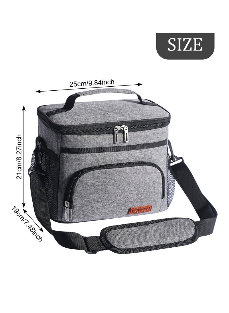 Lunch Bag, 9L Large Thermal Cooler Tote for Men and Women, Leakproof Oxford Cloth, with Adjustable Shoulder Strap for Work, School, Picnic  - Image 2
