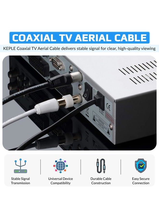 Keple (1 M) - Coaxial Aerial F Connector Male Plug to RF M-Male Cable for Satellite Sat Freesat Sky Virgin BT TV HDTV DVB DVD Radio/Coax Ariel Freeview Lead Television Antenna Cord Broadband - 1 m White - Image 3