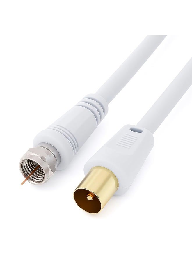 Keple (1 M) - Coaxial Aerial F Connector Male Plug to RF M-Male Cable for Satellite Sat Freesat Sky Virgin BT TV HDTV DVB DVD Radio/Coax Ariel Freeview Lead Television Antenna Cord Broadband - 1 m White - Image 1