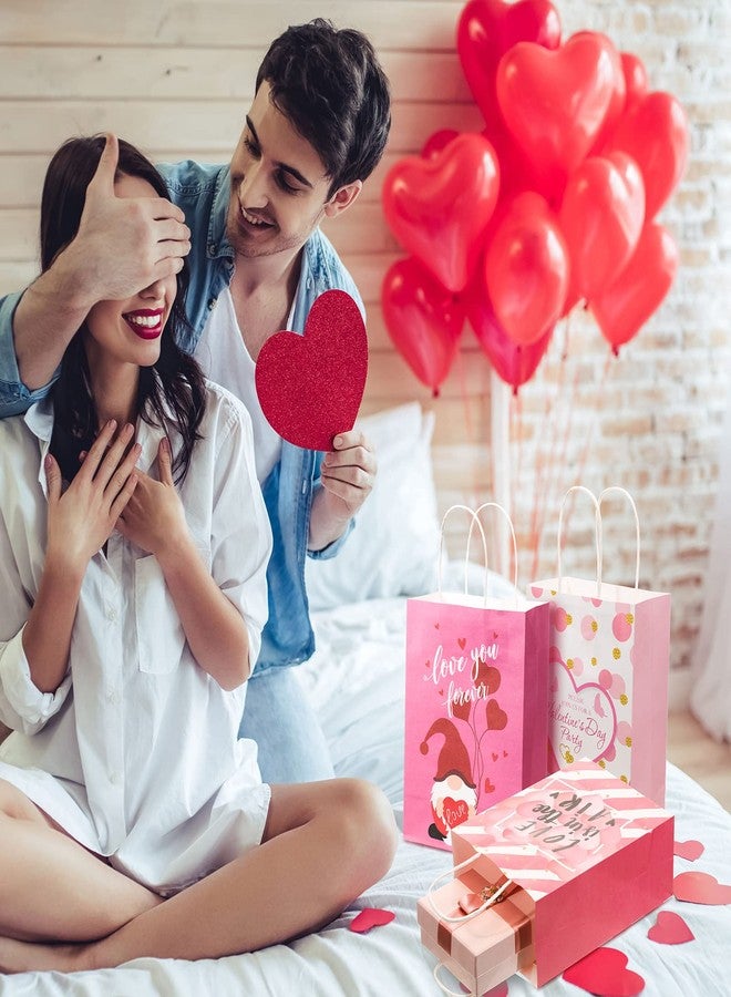 Sabary 24 Heart Valentine Goodie Bags - 8 Styles, Love Candy Kraft Bags for Kids, Valentine Party Supplies, Cookie Gift Exchange - Image 4