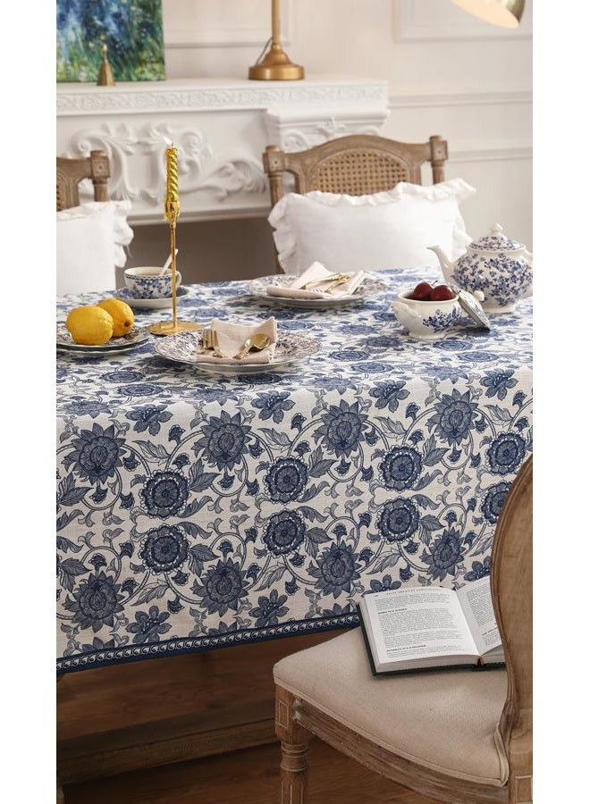 patdrea Designer Small Blue Tablecloth for Rectangle Table,Vintage Paisley Pattern Table Cloth,Decor Floral Cover Cloth for Kitchen Dining Christmas,Thanksgiving,Party,55"x71"-Lantang a - Image 4