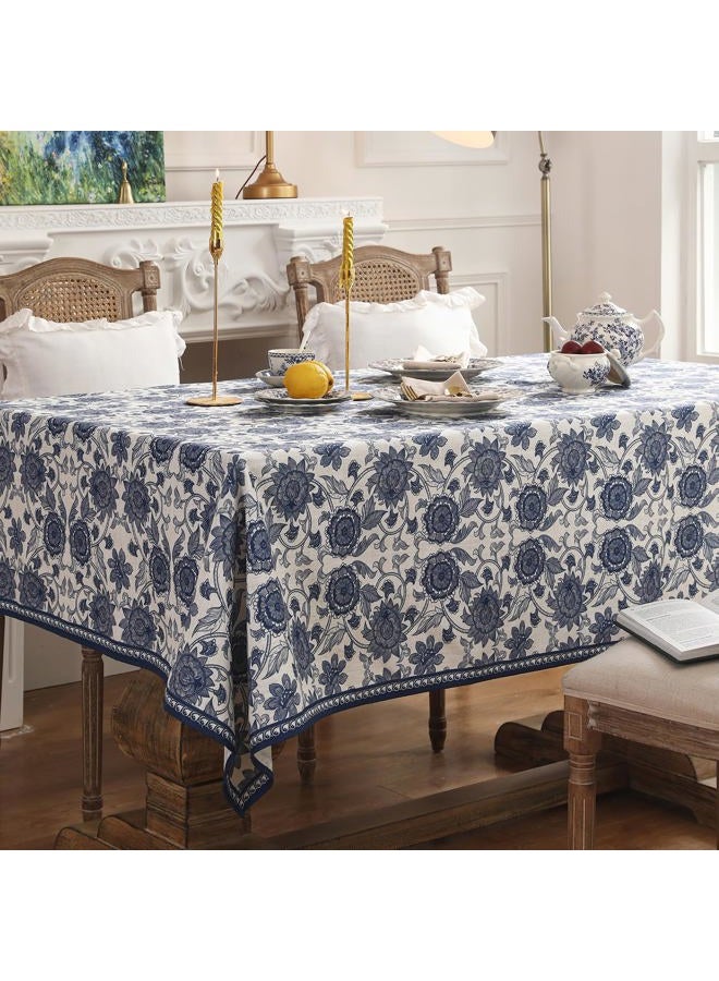 patdrea Designer Small Blue Tablecloth for Rectangle Table,Vintage Paisley Pattern Table Cloth,Decor Floral Cover Cloth for Kitchen Dining Christmas,Thanksgiving,Party,55"x71"-Lantang a - Image 3