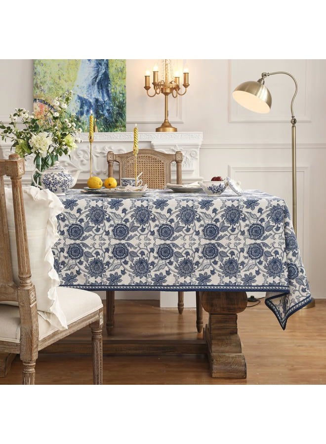 patdrea Designer Small Blue Tablecloth for Rectangle Table,Vintage Paisley Pattern Table Cloth,Decor Floral Cover Cloth for Kitchen Dining Christmas,Thanksgiving,Party,55"x71"-Lantang a - Image 2
