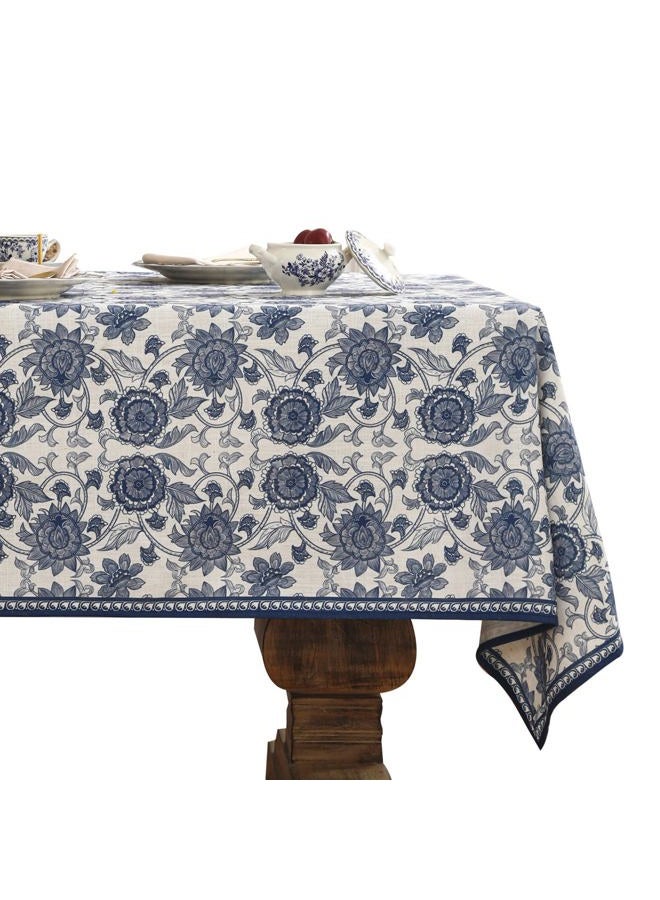 patdrea Designer Small Blue Tablecloth for Rectangle Table,Vintage Paisley Pattern Table Cloth,Decor Floral Cover Cloth for Kitchen Dining Christmas,Thanksgiving,Party,55"x71"-Lantang a - Image 1