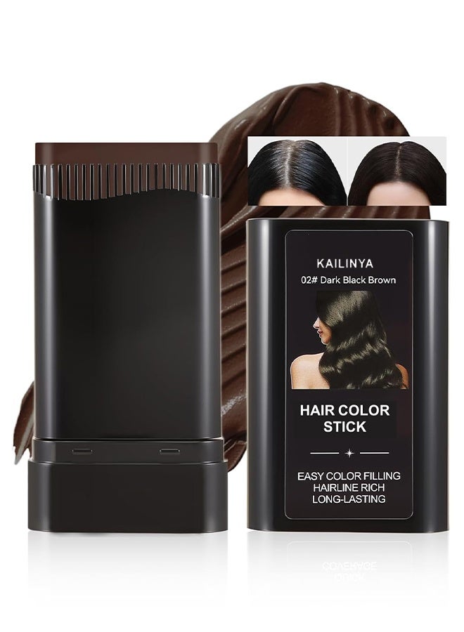 KAILINYA Hair Color Stick，Hair Touch-Up Stick, Instant Gray Hair Cover Stick, Built-In Comb for Seamless Blending, Cream Concealer, Quick Temporary Cover  02# Dark black brown - Image 1