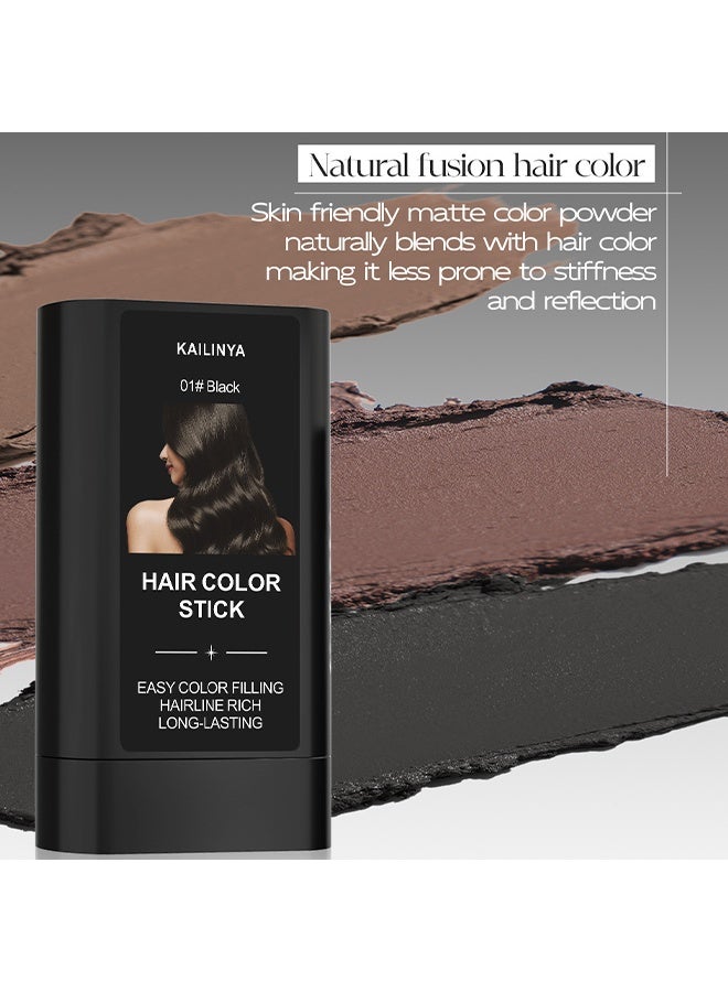 KAILINYA Hair Color Stick，Hair Touch-Up Stick, Instant Gray Hair Cover Stick, Built-In Comb for Seamless Blending, Cream Concealer, Quick Temporary Cover  02# Dark black brown - Image 5