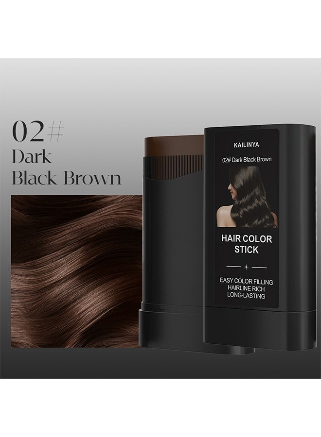 KAILINYA Hair Color Stick，Hair Touch-Up Stick, Instant Gray Hair Cover Stick, Built-In Comb for Seamless Blending, Cream Concealer, Quick Temporary Cover  02# Dark black brown - Image 2