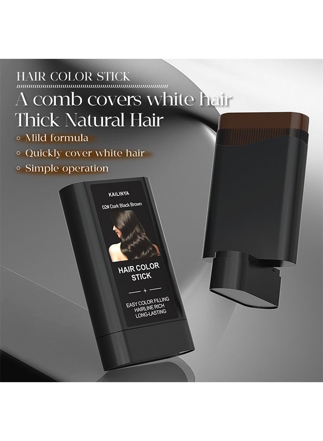 KAILINYA Hair Color Stick，Hair Touch-Up Stick, Instant Gray Hair Cover Stick, Built-In Comb for Seamless Blending, Cream Concealer, Quick Temporary Cover  02# Dark black brown - Image 3