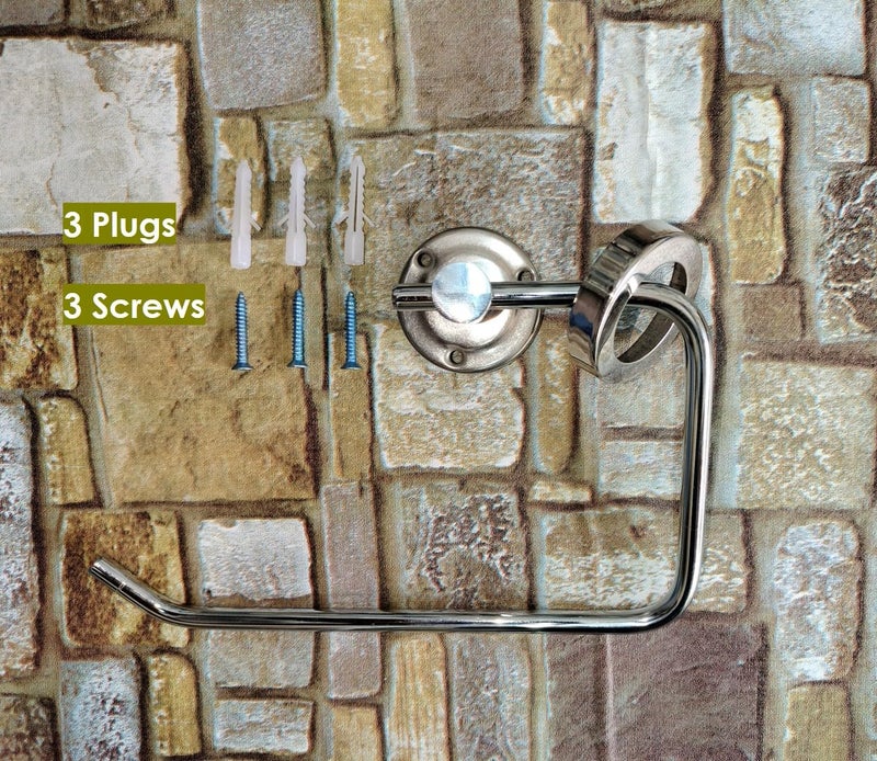 RIOMAX Stainless Steel Wall Mounted Towel RingTowel HolderNapkin HangerBathroom AccessoriesKitchen Towel Holder Chrome Finish Pack of 1 Half Square Silver - Image 3