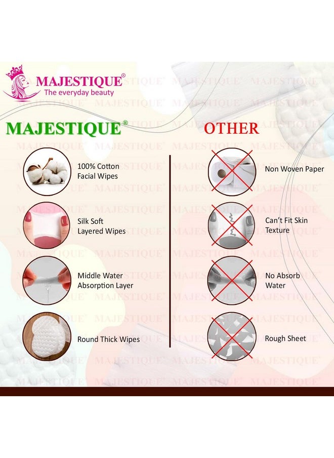 MAJESTIQUE Majestique Premium Makeup Removal Cotton Pads Round and Square | Double Sided 100% Thick Layered Cotton Pad | Soft and Gentle Multipurpose Pads | Face Cleaning Cotton Pads- 150Pcs/1 Box  - Image 4