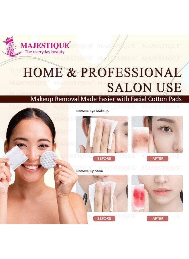 MAJESTIQUE Majestique Premium Makeup Removal Cotton Pads Round and Square | Double Sided 100% Thick Layered Cotton Pad | Soft and Gentle Multipurpose Pads | Face Cleaning Cotton Pads- 150Pcs/1 Box  - Image 5