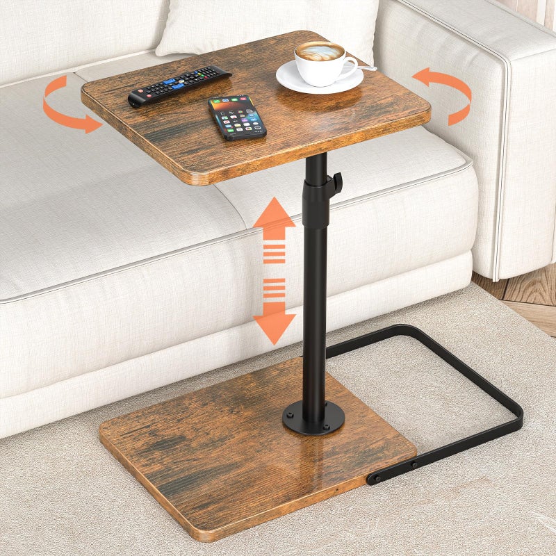 Dataroad Selead TV Tray Table for Couch - Adjustable Height & 360Â°Swivel Panel Designï¼ŒLarger Metal and Wooden Base to Prevent Slippingï¼ŒSofa Armrest Tray Table for Eating Laptop Couch Bed Dinner or Small Space - Image 1