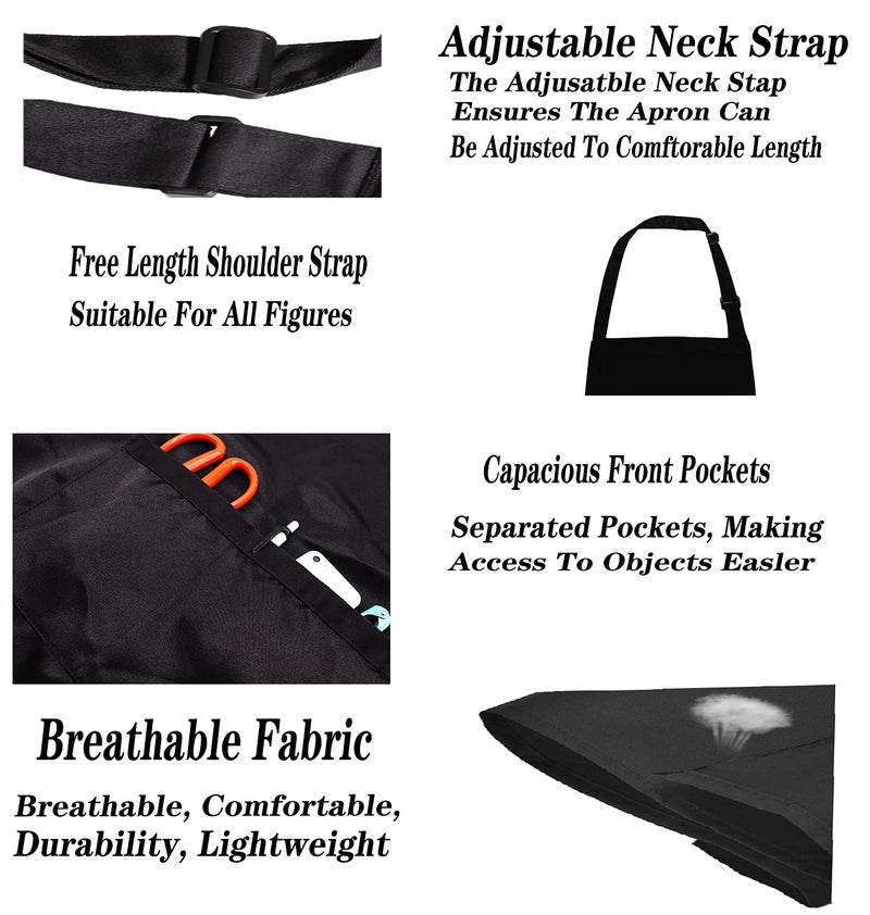 POTALKFREE Funny Aprons for Women with 2 Pockets, Queen of The Kitchen, Adjustable Bib Water Resistant Cooking Chef Apron, Gifts for Mom, Wife, Friends - Image 4