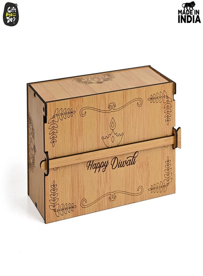 Gift Kya De GKD Diwali Dry Fruit Box (Empty Box) Reusable Eco Friendly Wooden Gift Box With Storage Space To Keep Dry Fruits, Sweets, Chocolates Or Pooja items (3x5x8inch) - Image 2