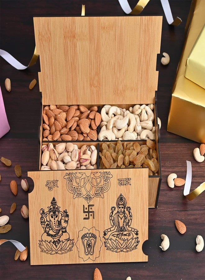 Gift Kya De GKD Diwali Dry Fruit Box (Empty Box) Reusable Eco Friendly Wooden Gift Box With Storage Space To Keep Dry Fruits, Sweets, Chocolates Or Pooja items (3x5x8inch) - Image 1