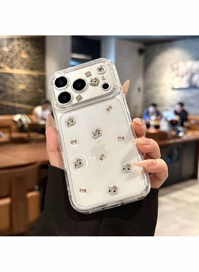 Wffo Compatible for iPhone 17 Pro Max Phone Case - Shiny Bow KT Cat Phone Case - Cute Clear Phone Case - TPU Shockproof Protective Transparent Phone Cover - Image 3