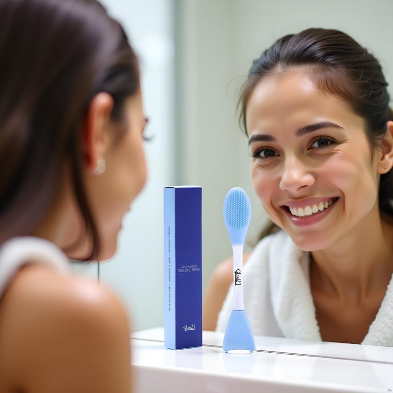 Glam 21 فرشاة سيليكون متعددة الاستخدامات من غلام21 | 2 في 1 تنظيف عميق مزدوج الجوانب وتدليك البشرة | مقشر دقيق للوجه والأنف والشفتين لتنظيف المسام وإزالة الرؤوس السوداء - Image 3