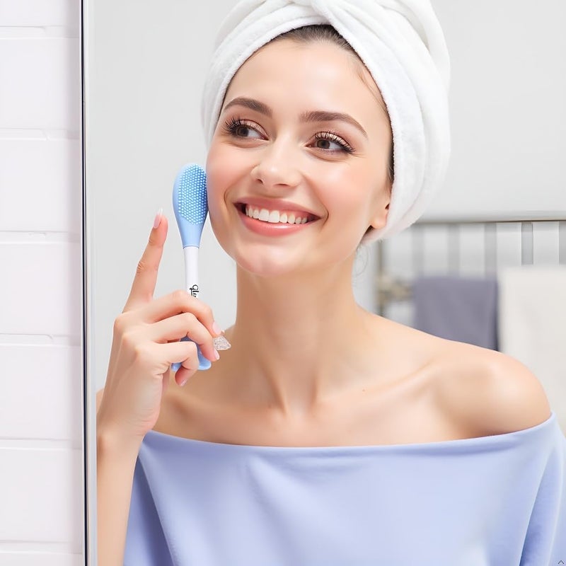 Glam 21 فرشاة سيليكون متعددة الاستخدامات من غلام21 | 2 في 1 تنظيف عميق مزدوج الجوانب وتدليك البشرة | مقشر دقيق للوجه والأنف والشفتين لتنظيف المسام وإزالة الرؤوس السوداء - Image 2
