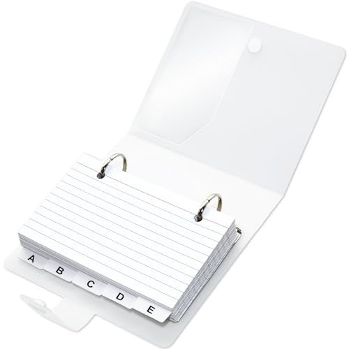 Olivo 3x5 Lined Index Cards with Ring Binder Holder and Dividers, 100 Ruled Cards, White - Image 1