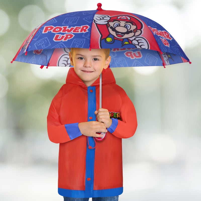 Nintendo Kids Umbrella And Slicker, Super Mario Boys Rain Wear Set, For Ages 4-7 - Image 2