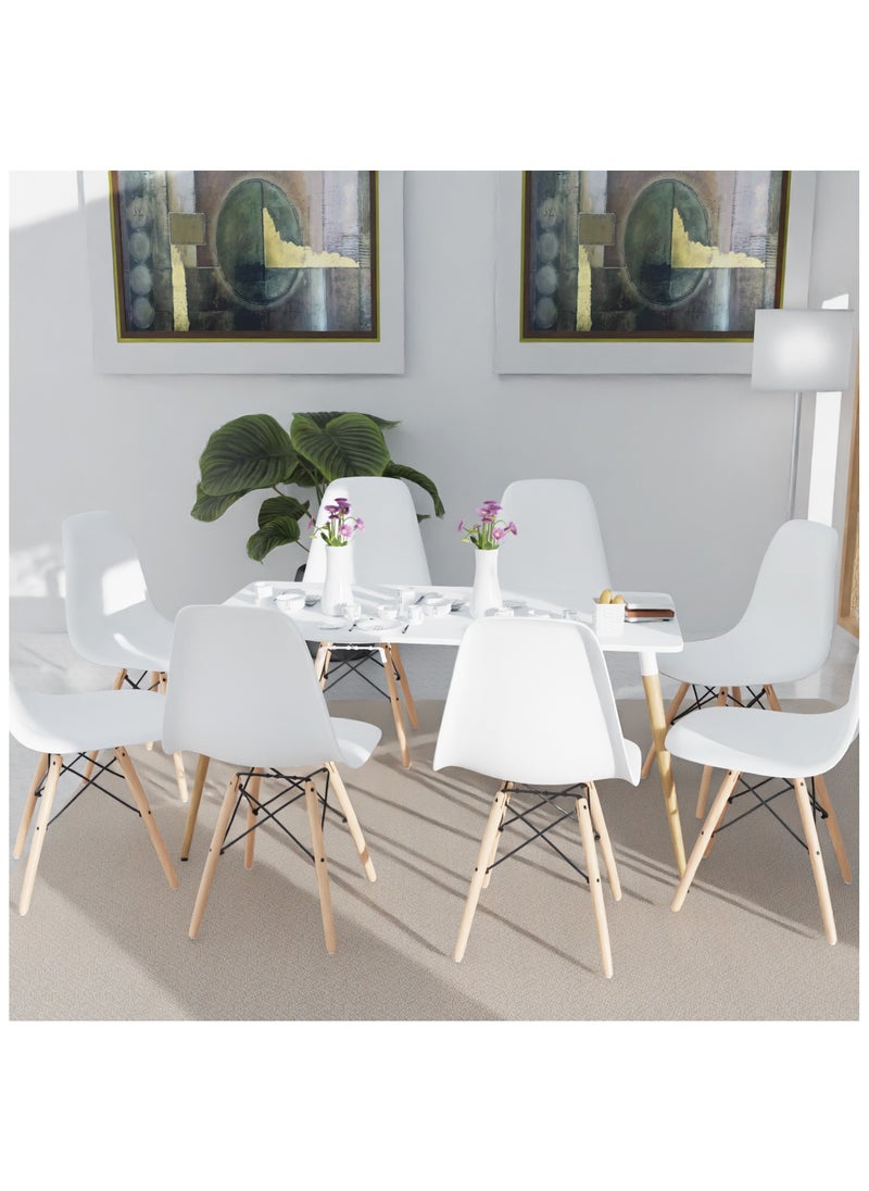 Mahmayi Mahmayi Cenare 9-Piece Dining Set for Kitchen, 160 X 80 Dining Table With 8 X DSW Plastic Dining Chair - White  - Image 1
