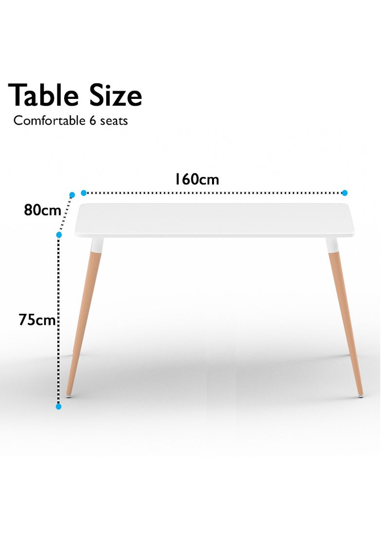 Mahmayi Mahmayi Cenare 9-Piece Dining Set for Kitchen, 160 X 80 Dining Table With 8 X DSW Plastic Dining Chair - White  - Image 4