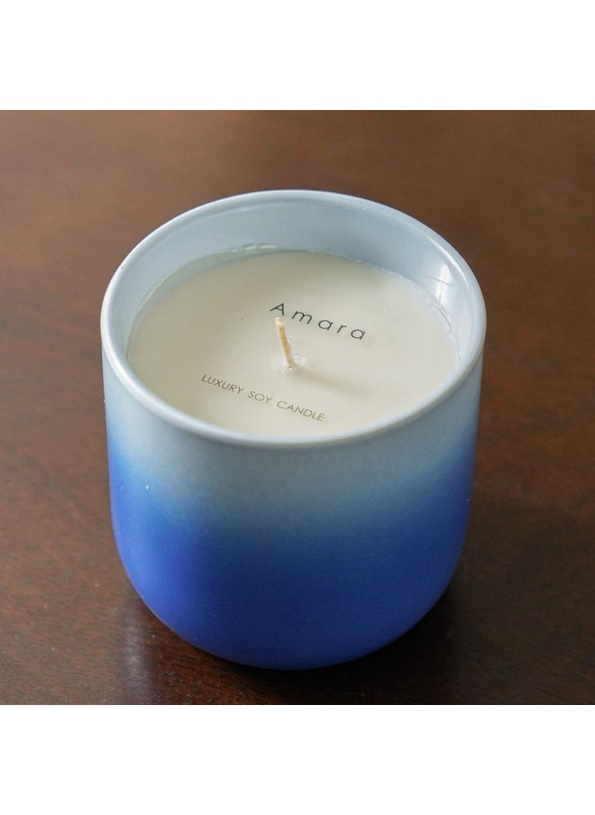 DANUBE HOME Amara Ceramic Candle Ceramic Candle Holders Decorative Candle Holders Candlelight Dinner DÃ©cor Candle Display Pieces Housewarming Gifts for Table Centerpiece Wedding Multi Blue 10.5X10.5Cm 480G  - Image 2