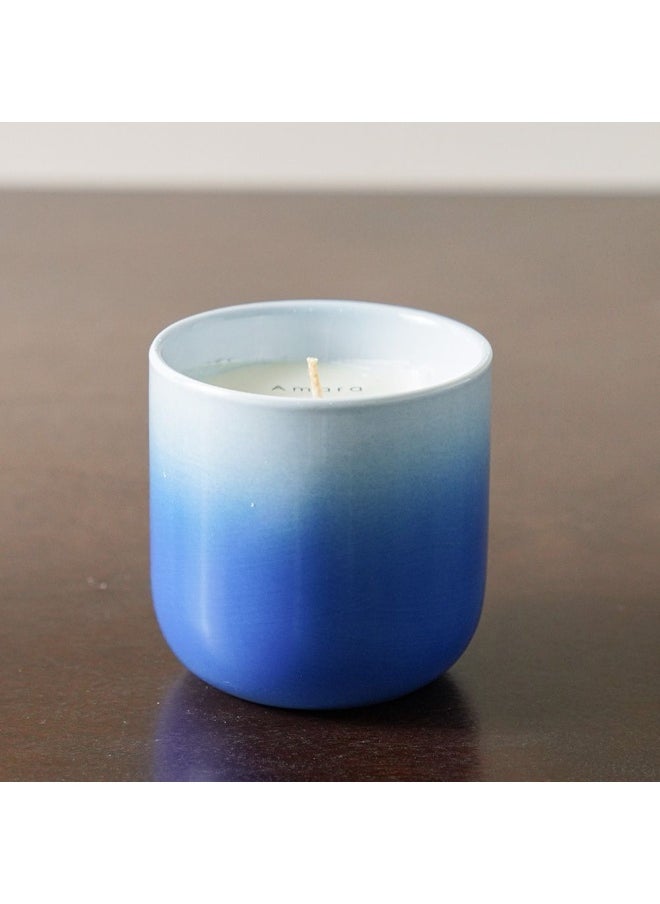 DANUBE HOME Amara Ceramic Candle Ceramic Candle Holders Decorative Candle Holders Candlelight Dinner DÃ©cor Candle Display Pieces Housewarming Gifts for Table Centerpiece Wedding Multi Blue 10.5X10.5Cm 480G  - Image 1