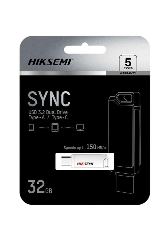 HIKSEMI - HIKSEMI 32GB USB3.2 and Type A+C Flash Drive HS-USB-E327C-32G  Flash Memory - Image 1