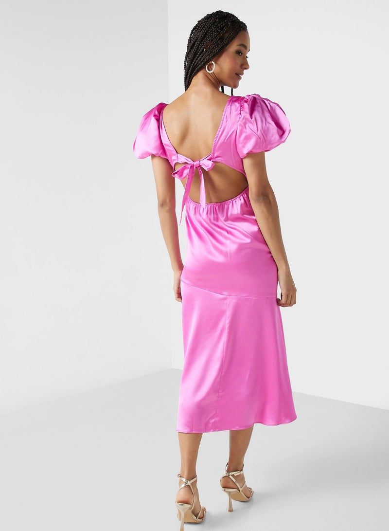 Miss Selfridge Satin Puff Sleeve Dress - Image 2