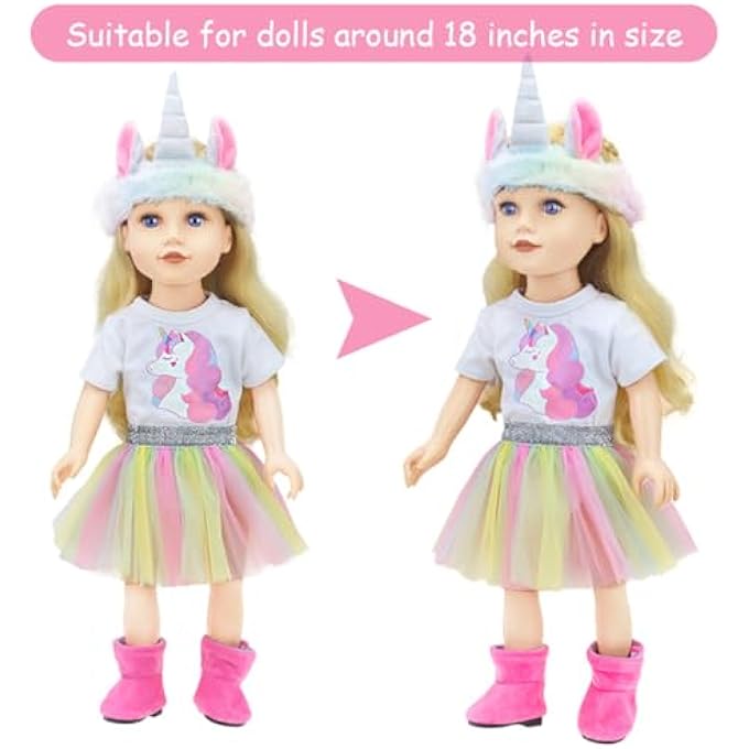DOLL CLOTHES, CLOTHING NEW BABY, CLOTHING OUTFITS FOR BABY DOLLS, DOLL ACCESSORIES WITH UNICORN PATTERN ROMPER AND HEADBAND, DOLL CLOTHES, DOLL CLOTHES, GIFTS FOR GIRLS BOYS - Image 3