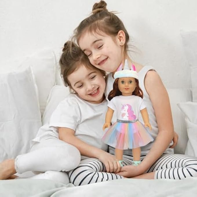 DOLL CLOTHES, CLOTHING NEW BABY, CLOTHING OUTFITS FOR BABY DOLLS, DOLL ACCESSORIES WITH UNICORN PATTERN ROMPER AND HEADBAND, DOLL CLOTHES, DOLL CLOTHES, GIFTS FOR GIRLS BOYS - Image 5