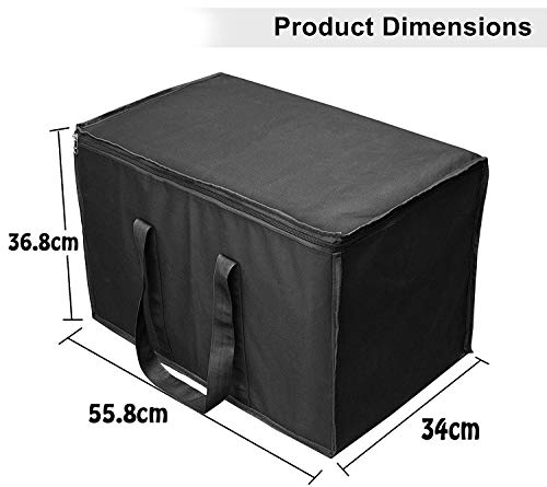 DAHSHA 2 Pack Nylon Moisture Proof Multi-Purpose 70 L Large Toys Storage Bag/Books Magazine/Blankets/Clothes Storage Organizer with Zip and Handle Rectangular(Black, 55.8x34x36.8cm) - Image 2