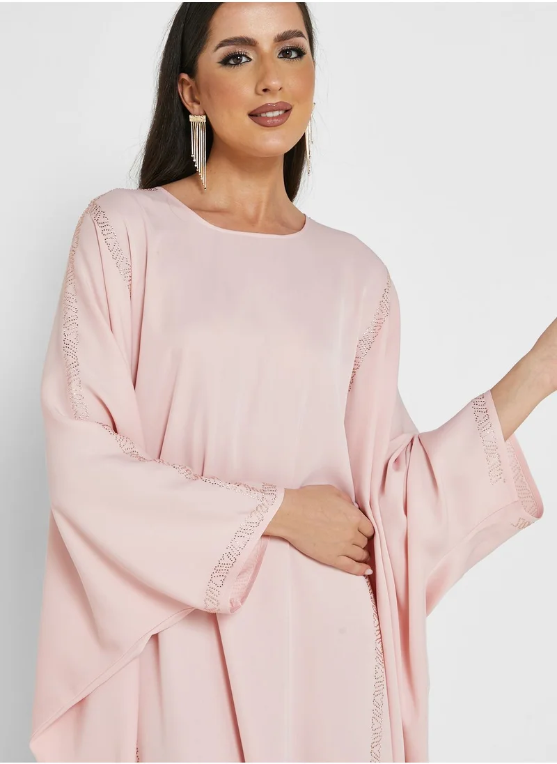 Khizana Embroidery Detail Abaya With Sheila