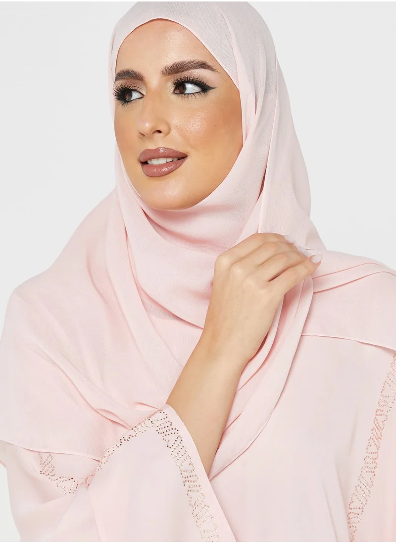 Khizana Embroidery Detail Abaya With Sheila