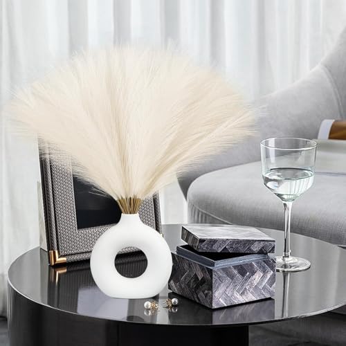CURATED CART Faux Pampas Grass Set of 6 Small Artificial Flowers for Home Decoration, Office, Bedroom, Living Room, Table Décor and Craft Corner Styling, Beige Color, 41 cm Height, (Without Vase) - Image 4