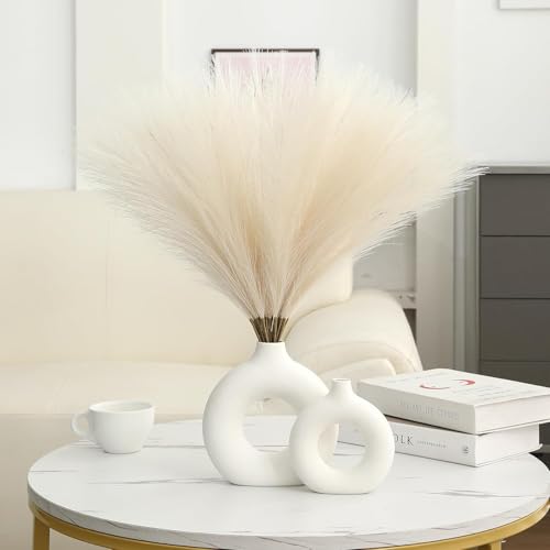 CURATED CART Faux Pampas Grass Set of 6 Small Artificial Flowers for Home Decoration, Office, Bedroom, Living Room, Table Décor and Craft Corner Styling, Beige Color, 41 cm Height, (Without Vase) - Image 2